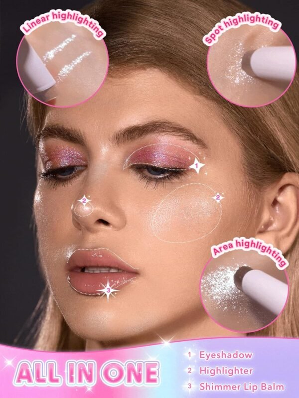 SHEGLAM Crystal Jelly Glaze Stick Eye Shadow Stick Eyeliner Brightener Pencil Crayon with Brush Easy to Blend Long Lasting Shimmer Eyeshadow-Rosy Gem - Image 3