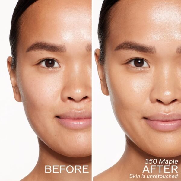 Shiseido RevitalEssence Skin Glow Foundation SPF 30, 350 Maple - Buildable, Medium Coverage - 24-HR Hydration & 12-HR Wear - Transfer, Crease & Fade Resistant - Non-Comedogenic - All Skin Types - Image 4