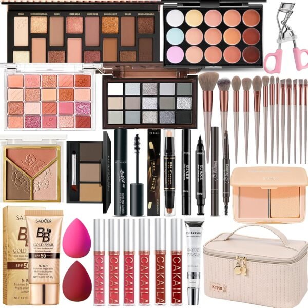 All in One Makeup Kit, Makeup Kit for Women Full Kit, Travel Make Up Gift Set for Women, Teens & Girls, Includes Eyeshadow Lipstick Eyeliner Eyebrow Pencil Brush Set, Beginners and Professionals Alike - Image 2