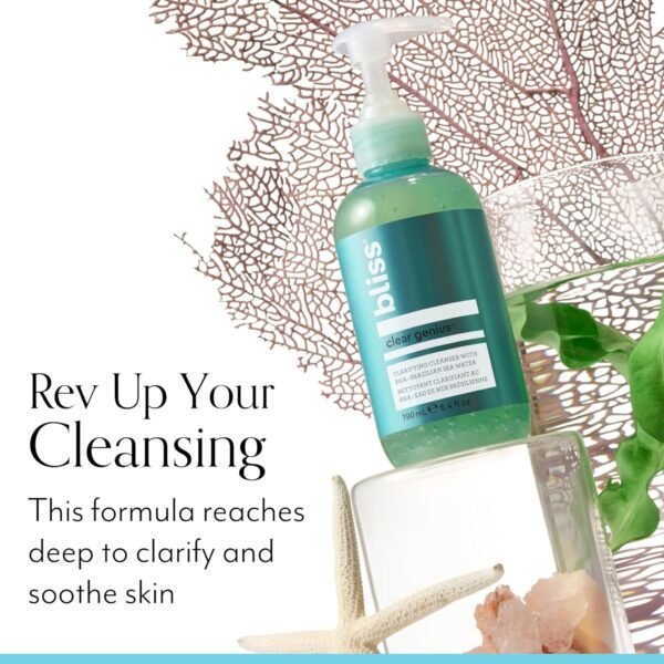 Bliss Clear Genius Clarifying Gel Cleanser – 6.4 Fl Oz – Salicylic Acid BHA to Purify Pores, Remove Excess Oil & Dirt – Non-Drying, Vegan & Cruelty-Free – Tea Tree Scent – Suitable For All Skin Types - Image 7