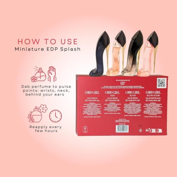 Carolina Herrera Good Girl Perfume for Women 4 Pc Mini Splash Gift Set - Image 4