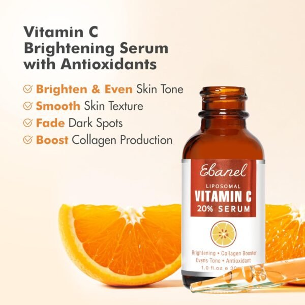 Ebanel Vitamin C Serum for Face with Ferulic Acid, Retinol, Vitamin B5 & E, Antioxidant Brightening Serum, Dark Spot Remover for Face, Anti-Aging Facial Skin Care for Day and Night - Image 3