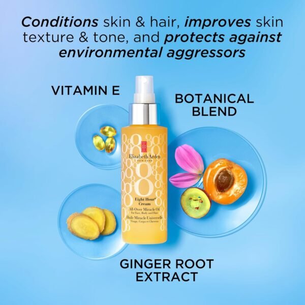 Elizabeth Arden Eight Hour Cream, All-Over Miracle Oil, For Face, Body & Hair, 3.4 Oz - Image 12