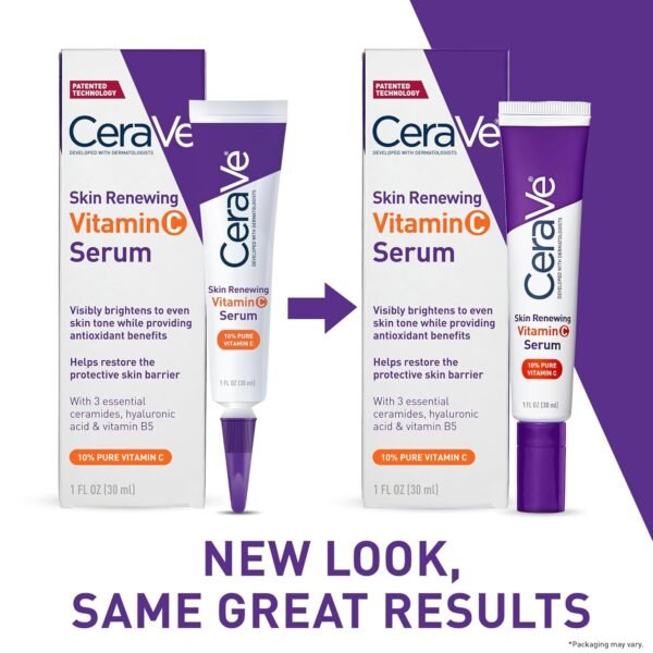 CeraVe Vitamin C Serum with Hyaluronic Acid, Skin Brightening Serum for Face with 10% Pure Vitamin C, Fragrance Free, 1 Fl. Oz - Image 3