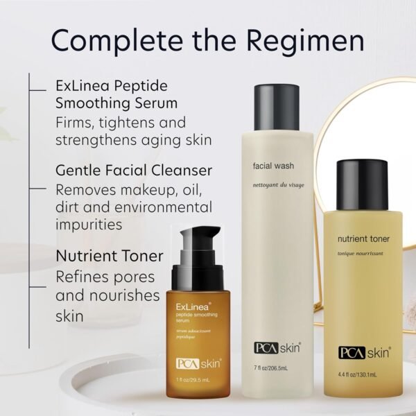 PCA SKIN ExLinea Peptide Smoothing Face Serum, Spot Treatment Serum for Fine Lines and Wrinkles, Firms and Strengthens Aging Skin, Formulated with Squalene and Hyaluronic Acid, 1.0 oz Pump - Image 8