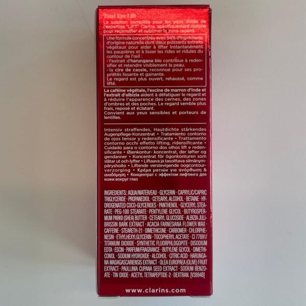 Clarins Total Eye Lift | Anti-Aging Eye Cream | Targets Wrinkles, Crow's Feet, Dark Circles, and Puffiness For a Visible Eye Lift in 60 Seconds Flat* | Ingredients Of 94% Natural Origin - Image 8