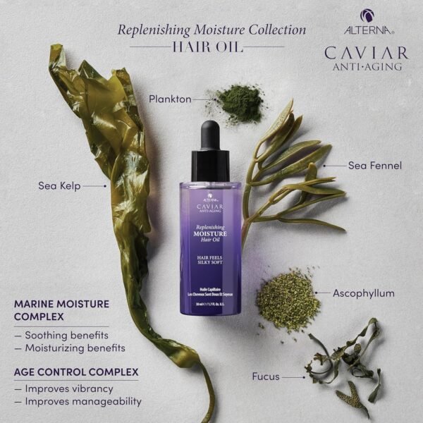 Alterna Haircare CAVIAR Anti-Aging Replenishing Moisture Hair Oil 1.7 oz | Lightweight, Revives and Nourishes Hair | Increased Shine and Softness | Heat Protectant and Frizz Control - Image 9