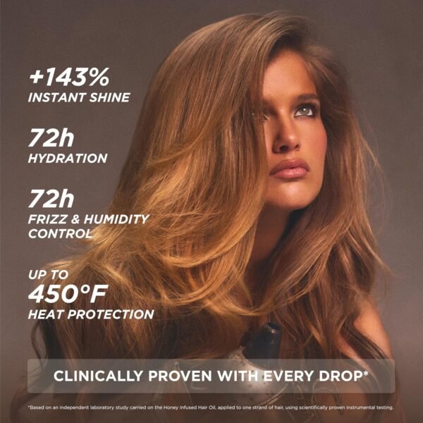 Gisou Honey Infused Hair Oil, Award-Winning Hydration, Frizz Control & Shine Treatment, Mirsalehi Honey & Botanical Oils, Heat Protection up to 450°F, Lightweight Non-Greasy Oil for All Hair Types​ - Image 3