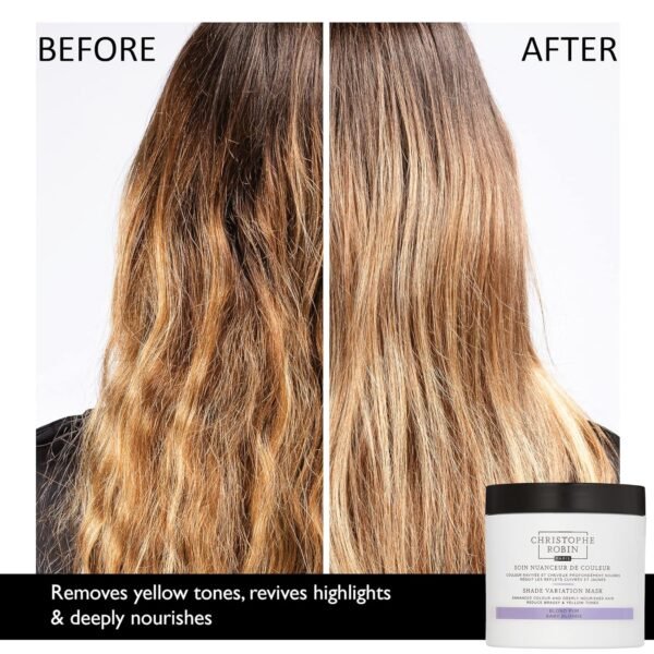 Christophe Robin Shade Variation Mask - Purple Hair Treatment for Neutralizing Brassy and Yellow Tones - Baby blonde 250ml - Image 6