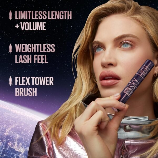 Maybelline Lash Sensational Sky High Washable Mascara Makeup, Volumizing, Lengthening, Defining, Curling, Multiplying, Buildable Formula, Very Black, 1 Count - Image 4