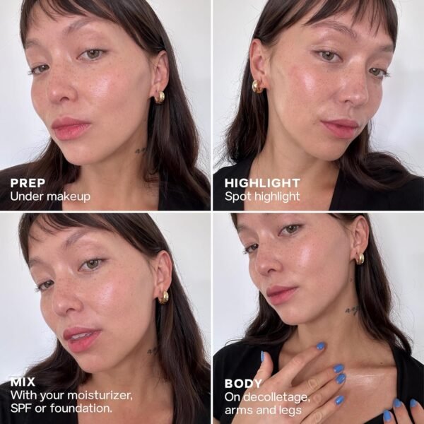 Saie Mini Glowy Super Gel Lightweight Illuminator - Luminizer + Makeup Primer for Glowing Skin - Enriched with Vitamin C + Hydrating Squalane Oil - Starglow (0.5 oz) - Image 5