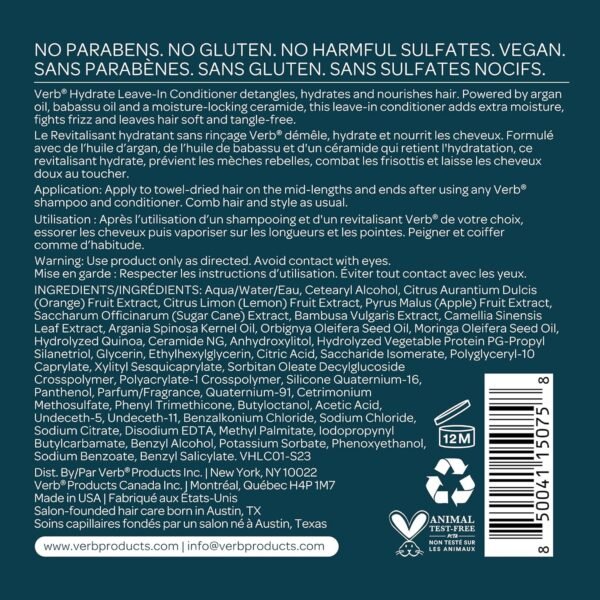 VERB Hydrate Styling Cream - Smooth + Reduce Frizz for Dry + Frizzy Hair - Amber + Warm Jasmine Scent - Image 12