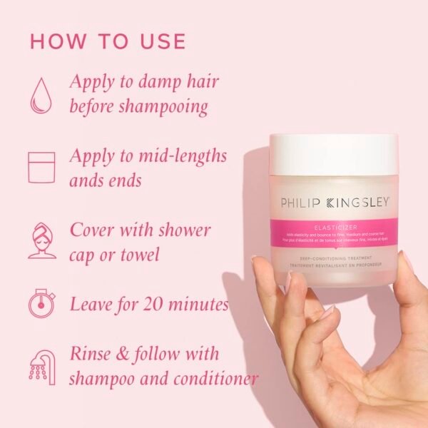 PHILIP KINGSLEY | Elasticizer | Deep Conditioner | Repair Hair Mask Treatment for All Hair Types | Pre-Shampoo Deep Conditioning Mask | Hydrates, Adds Shine and Reduces Breakage and Frizz | 5.07oz - Image 7