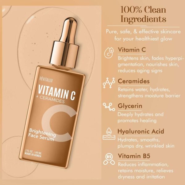 Vitamin C & Ceramides Serum - Anti-Aging, Hydrates & Repairs Skin, Smooths Complexion - Dermatologist Tested, Cruelty-Free Korean Skin Care for All Skin Types - 2 fl. oz - Image 4