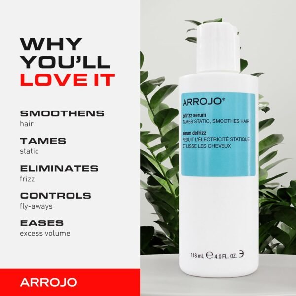 Arrojo Frizz Control Serum, 4oz – Sulfate & Paraben-Free Hair Serum for Frizzy and Damaged Hair for Men & Women – Lavender-Pear Scented - Image 4