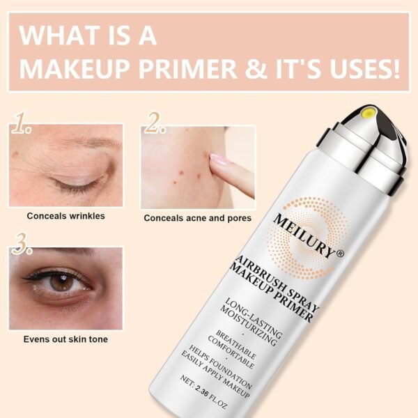 AirBrush Foundation Spray Set, Spray Foundation Makeup and Hydrating Face Air Primer Kit, Longwear Waterproof Liquid Matte Foundation Mist for Flawless Look (02 Beige) - Image 7