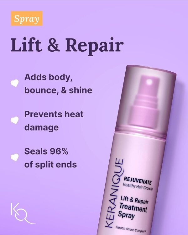 Keranique Hair Products Set for Thinning Hair - Volumizing Shampoo, Conditioner, Follicle Booster Serum, Spray for Fine Texture Boost, and Keratin Repair for Women - Image 5