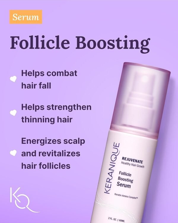 Keranique Hair Products Set for Thinning Hair - Volumizing Shampoo, Conditioner, Follicle Booster Serum, Spray for Fine Texture Boost, and Keratin Repair for Women - Image 6
