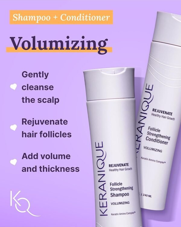 Keranique Hair Products Set for Thinning Hair - Volumizing Shampoo, Conditioner, Follicle Booster Serum, Spray for Fine Texture Boost, and Keratin Repair for Women - Image 4