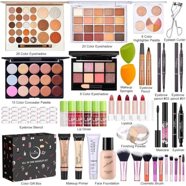 All in One Makeup Kit, Makeup Kit for Women Full Kit, Make Up Gift Set for Women, Makeup Essential Bundle Includes Foundation Eyeshadow Palette Concealer Lipstick Eyeliner Mascara Cosmetic Brush Set - Image 3